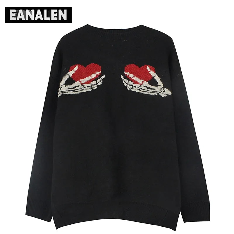 Knitted skeleton x Heart Sweater