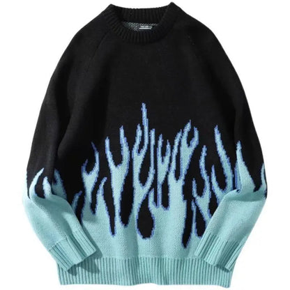 Harajuku Knitted Sweater Fire