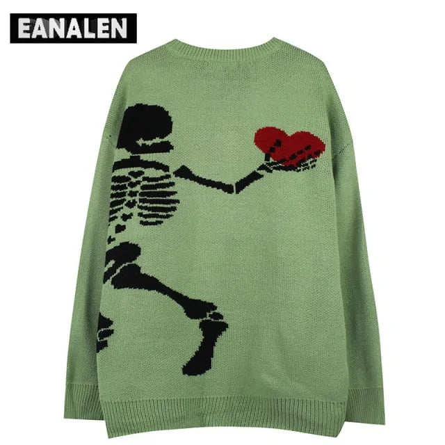 Knitted skeleton x Heart Sweater