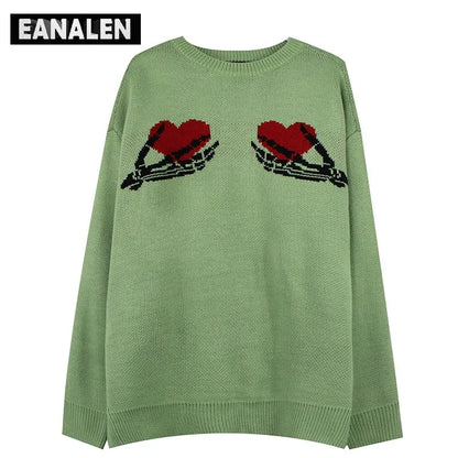 Knitted skeleton x Heart Sweater