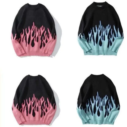 Harajuku Knitted Sweater Fire