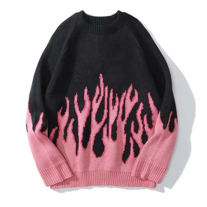 Harajuku Knitted Sweater Fire